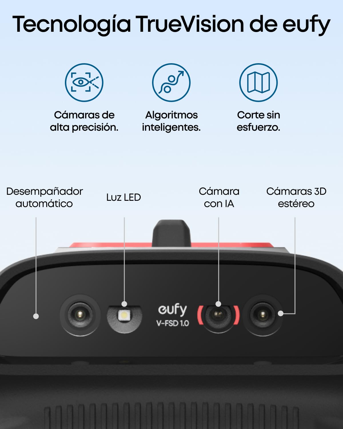 Robot cortacésped Eufy C15 sin Cable delimitador, con Garaje, 500 m², TrueVision, sin RTK, sin Problemas de señal, mapeo automático, protección contra erizos, navegación Inteligente.