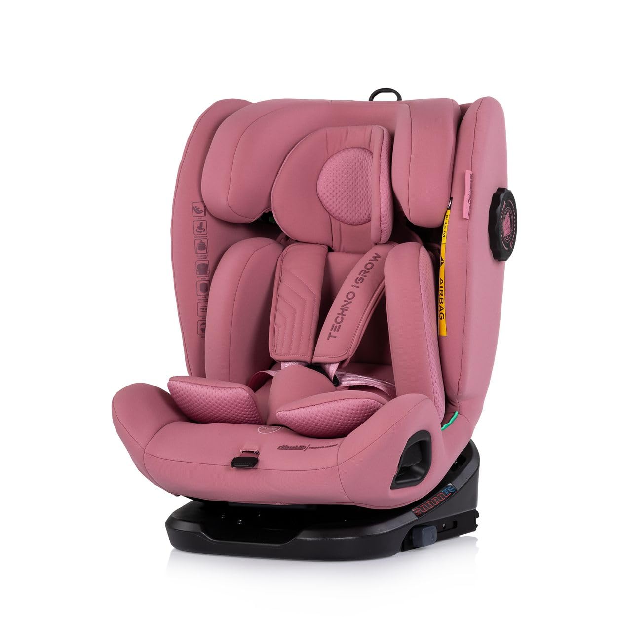 Chipolino Kindersitz Techno iGROW i-Size (40-150cm) Isofix Top Tether Kopfstütze rosa