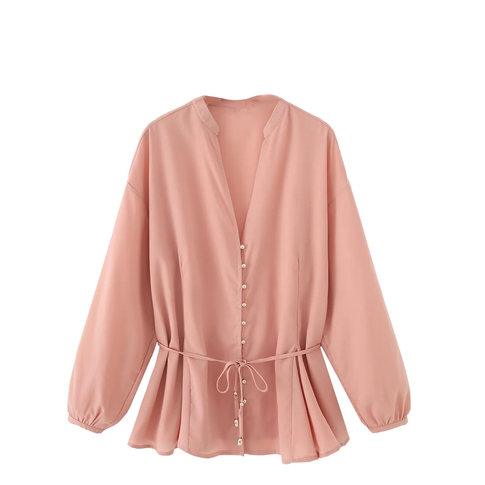 Camicia da donna alla moda slim in vita a maniche lunghe con scollo a V camicia estiva
