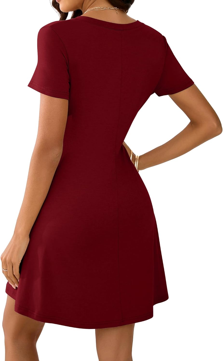 Huukeay 3 Pack Women's V Neck Short Sleeve T Shirt Dress Trendy Basics Dress - Image 2