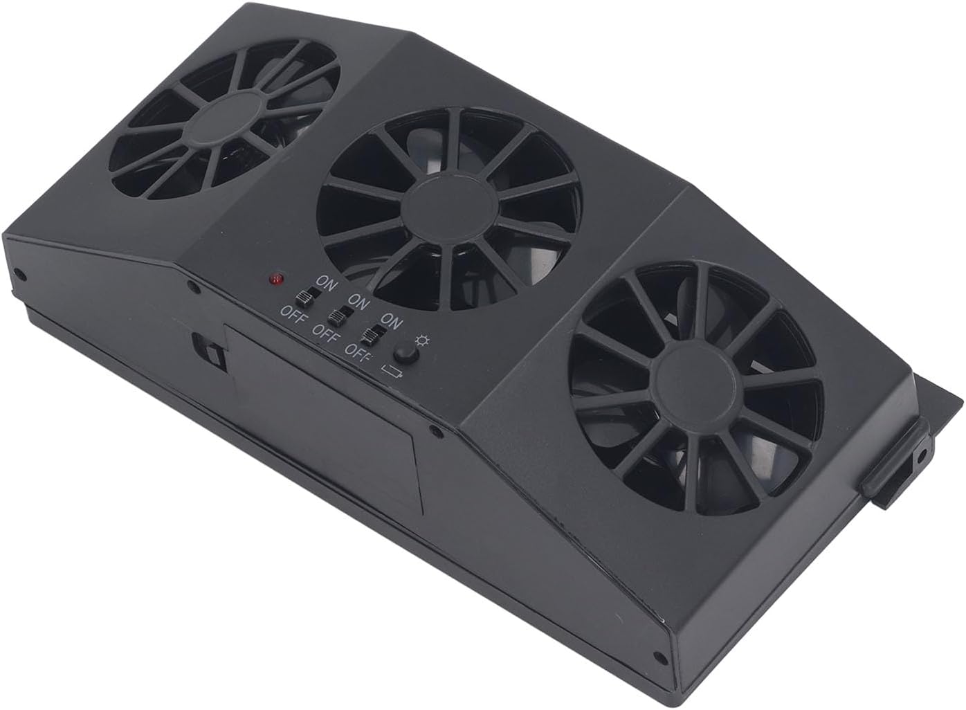 Car Exhaust Fan Solar Powered 3 Fan Ports Independent Control Ventilation Cooling System for Car Odor Removal Heat Dissipation ABS Black