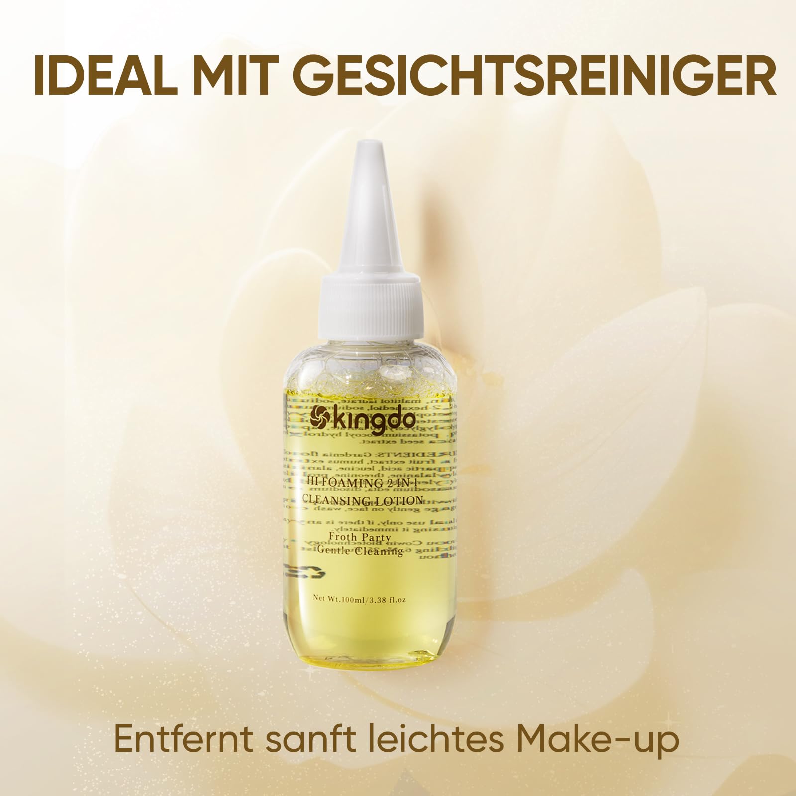 Kingdo 2-in-1 Gesichtsreinigungsbürste Elektrische Gesichtsbürste Silikon, mit automatischer Schaumbildung-IPX7 wasserdicht, 2 Reinigungsköpfe und 4 einstellbare Geschwindigkeiten, für alle Hauttypen