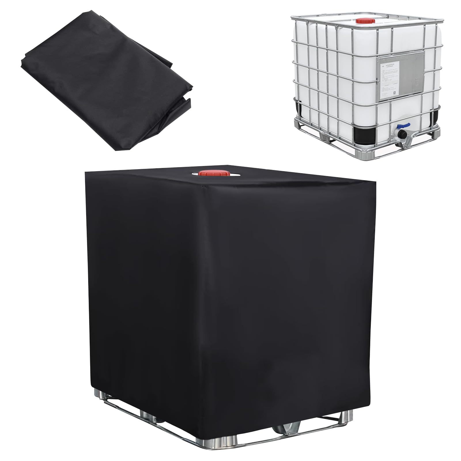 Frevoitna 120×100×116cm Abdeckplane Wasserdicht, IBC Tank Abdeckung, 1000 Liter Wassertank Zubehör, Wassertank Schutzhülle, 1000-Liter-Wassertankabdeckung für den Außenbereich, IBC Tank Deckel