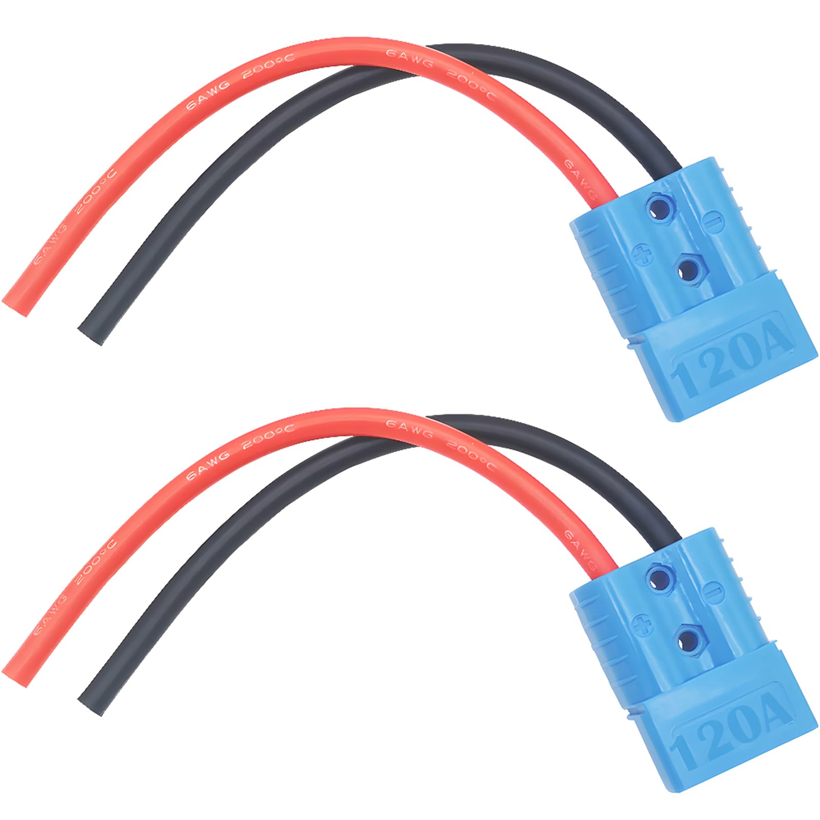 CESFONJER Conector Batería, 2 Juegos 120A batería de conexión rápida, batería de desconexión rápida/Enchufe de conexión, con Cable de 6AWG de 25 cm, para automóvil, Caravana, Barco (Azul)