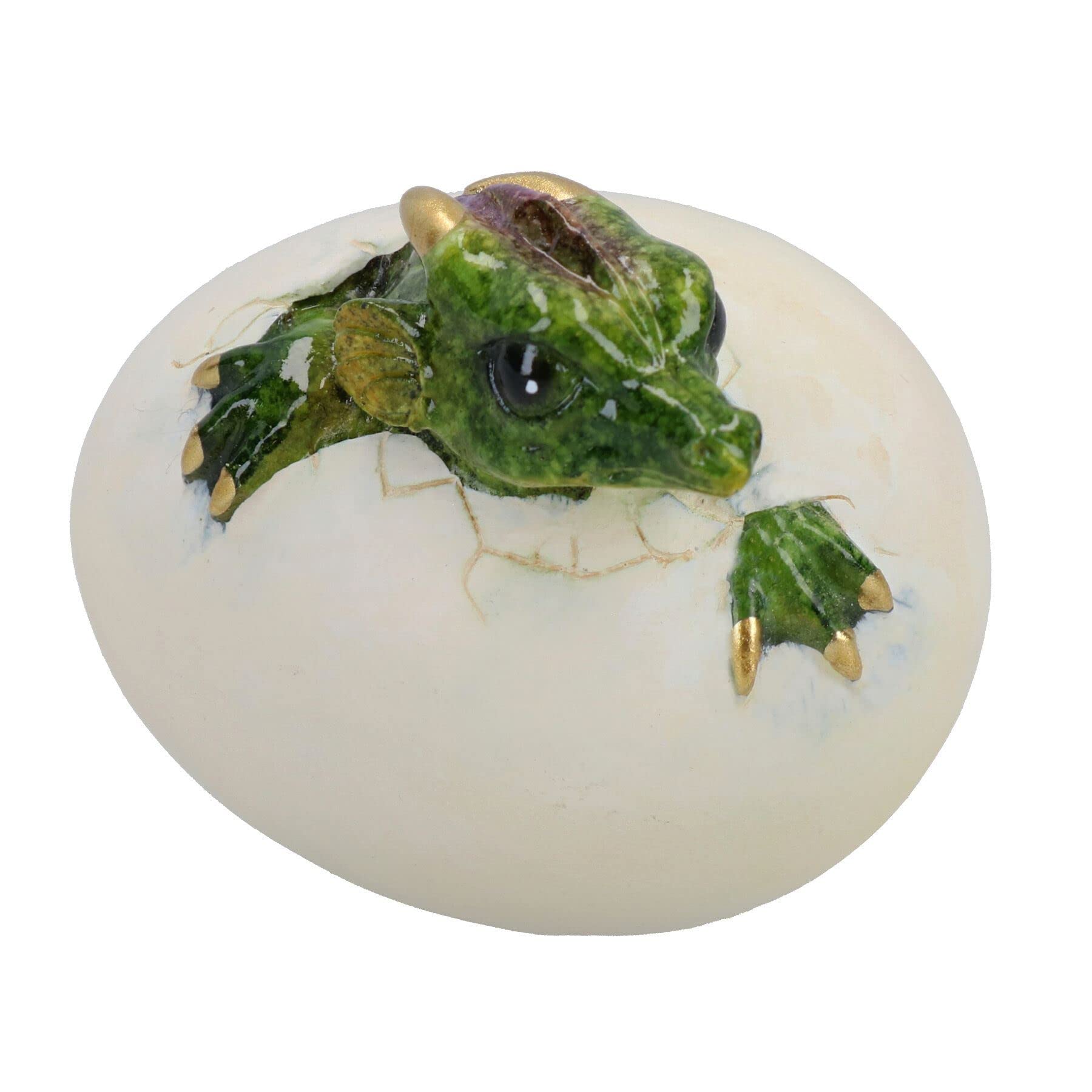 AB Tools Green Baby Dragon Egg Hatching Resin Fantasy Sculpture Statue Ornament