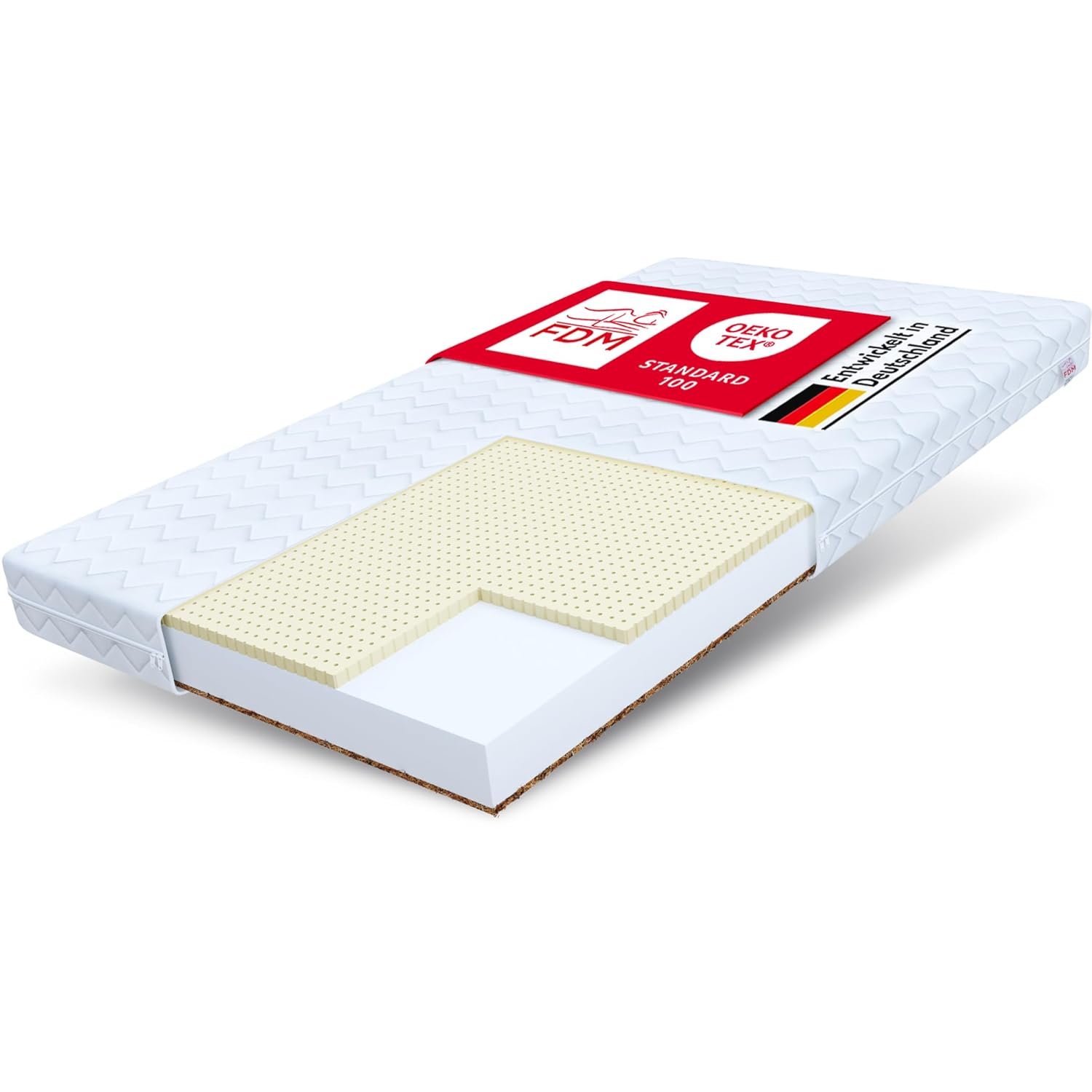 FDM PIKOLO Latexmatratze, Kokos, Latex, Polyurethan-Schaum, Polyester, 160 x 200 cm