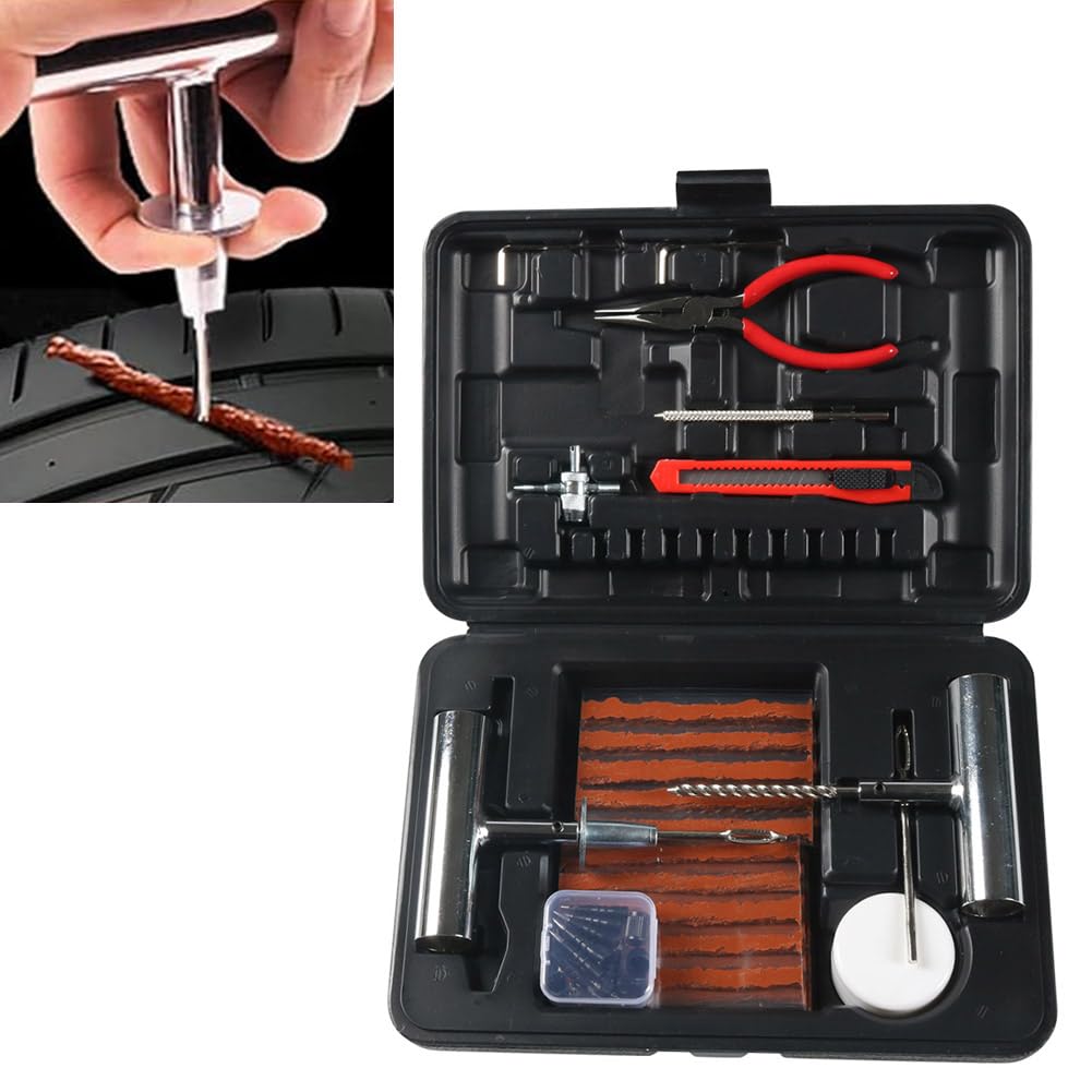 Newsmarts 70 Pcs Tire Patch Kit Tire Repair Kit Steel For Car, Motorcycle, Truck