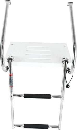 Miniatura 9 de YaeMarine Escalera de plataforma de natación de 2 escalones, escalera de acero inoxidable para barco debajo del montaje, escalera telescópica para