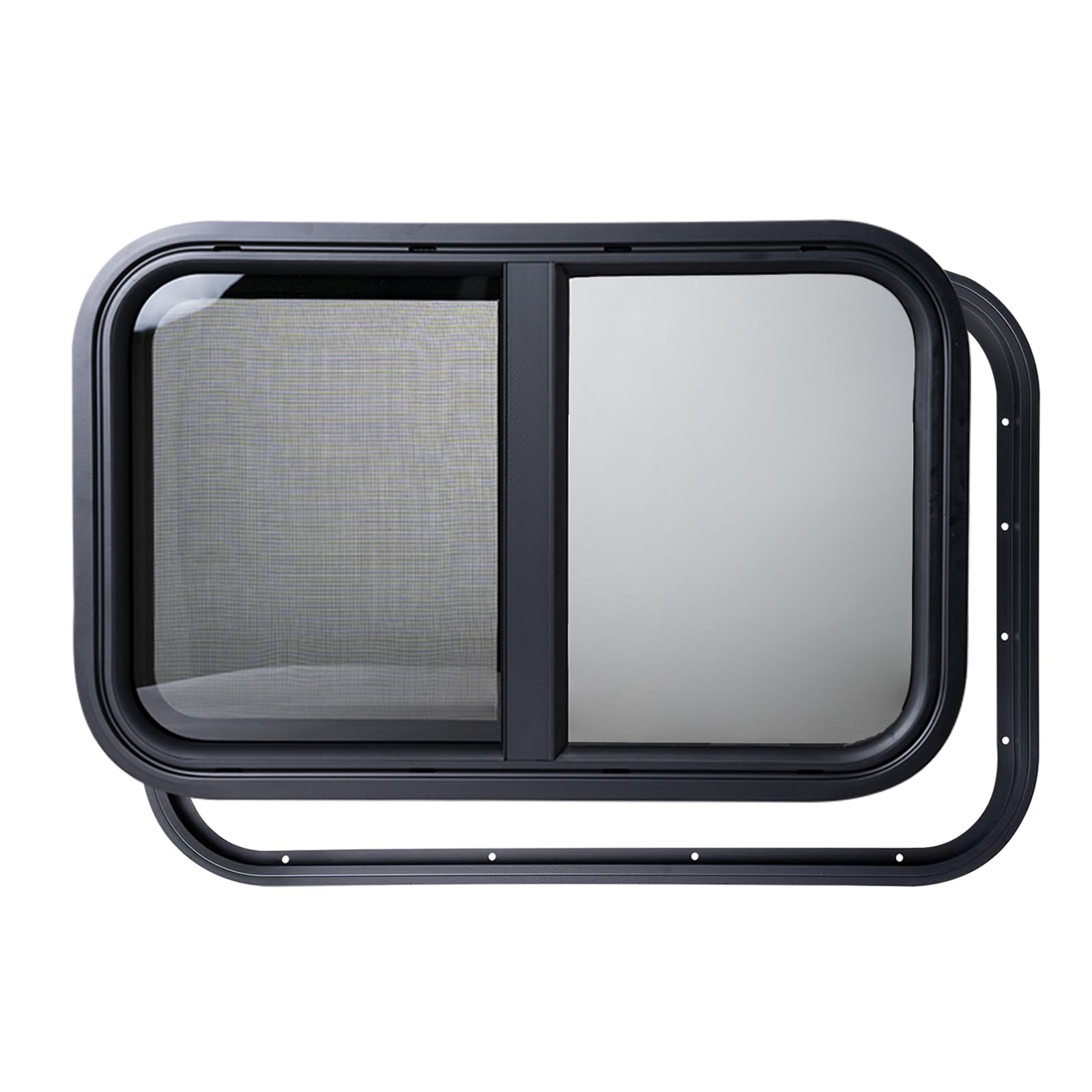 Horizontal RV Window, 762mm x 508mm Tinted Sliding Camper Window with Net Screen and Trim Ring, DOT Certified, Replacement for RVs and Trailers