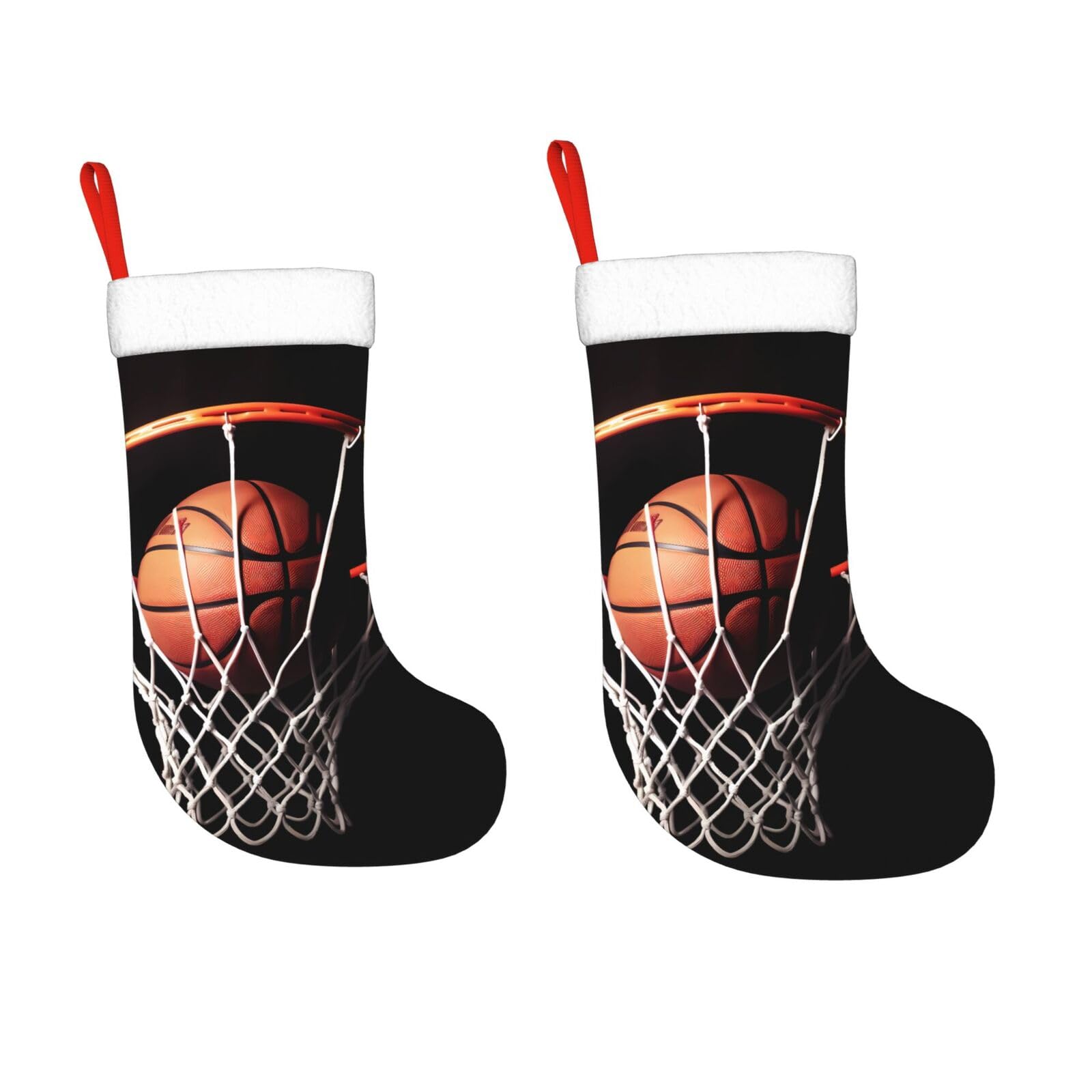 KLOPH 2 Pack 18 Inches Christmas Stockings Personalized Basketball Xmas Stocking Hanging Decoration Fireplace Stocking for Holiday Xmas Tree Christmas Fireplace Decor Gifts
