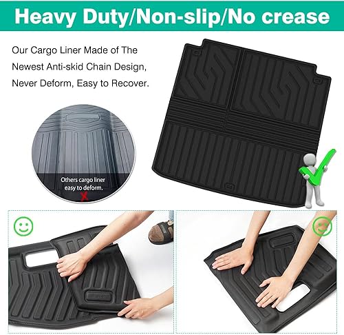 Vista 123 de Powerty Alfombrilla de maletero para Honda Pilot 2016-2021 2022, alfombrillas de carga TPE para todo tipo de clima, forro de carga para asiento