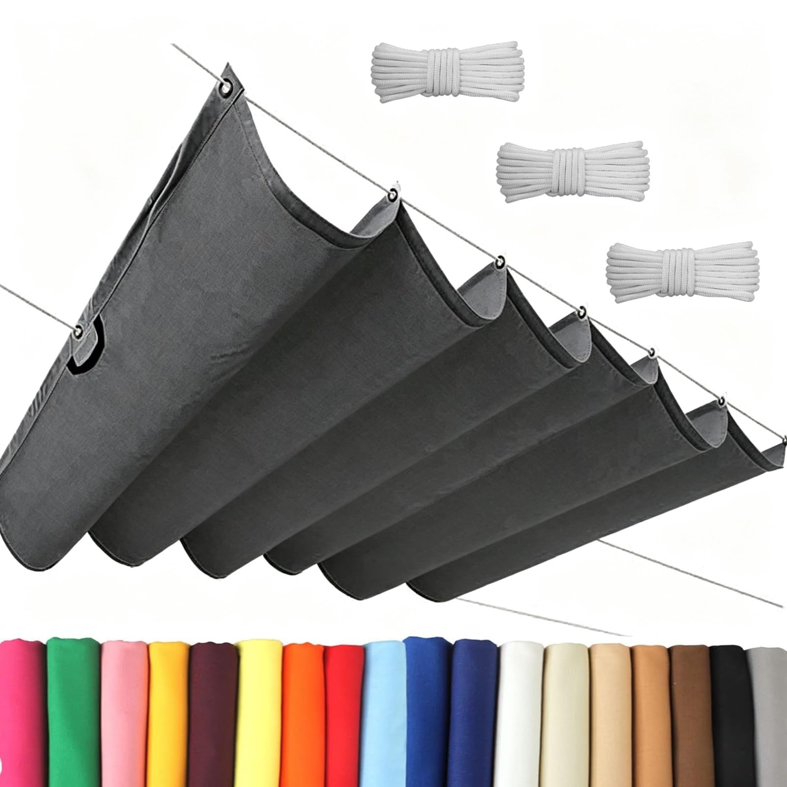Einziehbar Welle Sonnensegel 1.8 x 2.6 m Pergola, Wasserabweisend Einziehbar Welle Überdachung, Uv-Schutz 50+, Wetterfest, Sonnenschutz für Terrasse, Pergola, Garten, Dunkelgrau