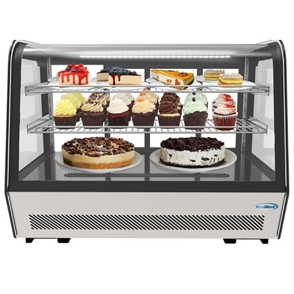 Pemberly Row 35" Stainless Steel Countertop Refrigerator Display Case In Black on Fridge.com - View 3