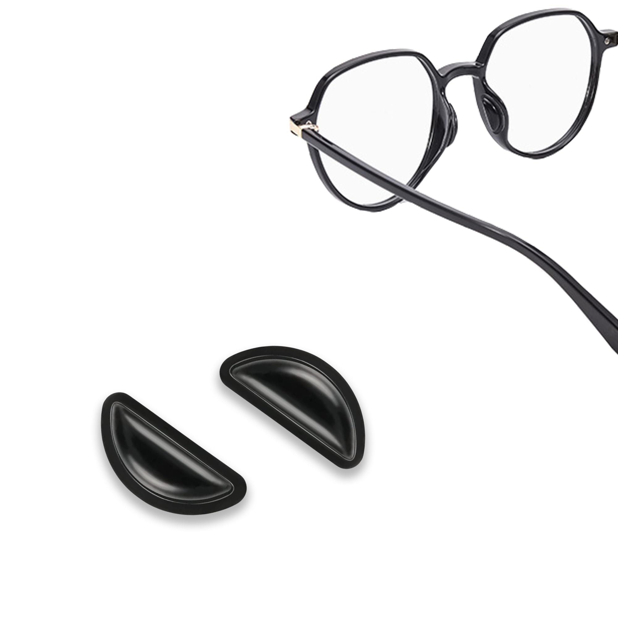 12 Pairs Airbag Cushioned Eyeglass Nose Pads, Adhesive Anti-Slip Nose Pads, Soft Silicone Nose Pad with Enhanced Sticky Backing for Glasses, Sunglasses, Eyewear (12 Black Pairs)