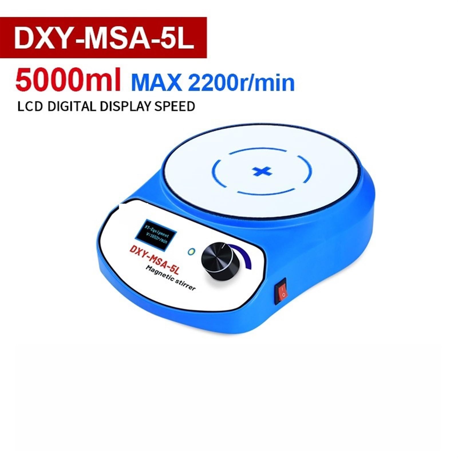 Piastra riscaldante con agitatore magnetico, 3000ml 5000ml Mini Agitatore Magnetico Display Digitale Miscelatore Liquido Attrezzatura Vo-rtex Con Due Barre Di Agitazione(DXY-MSA-5L)
