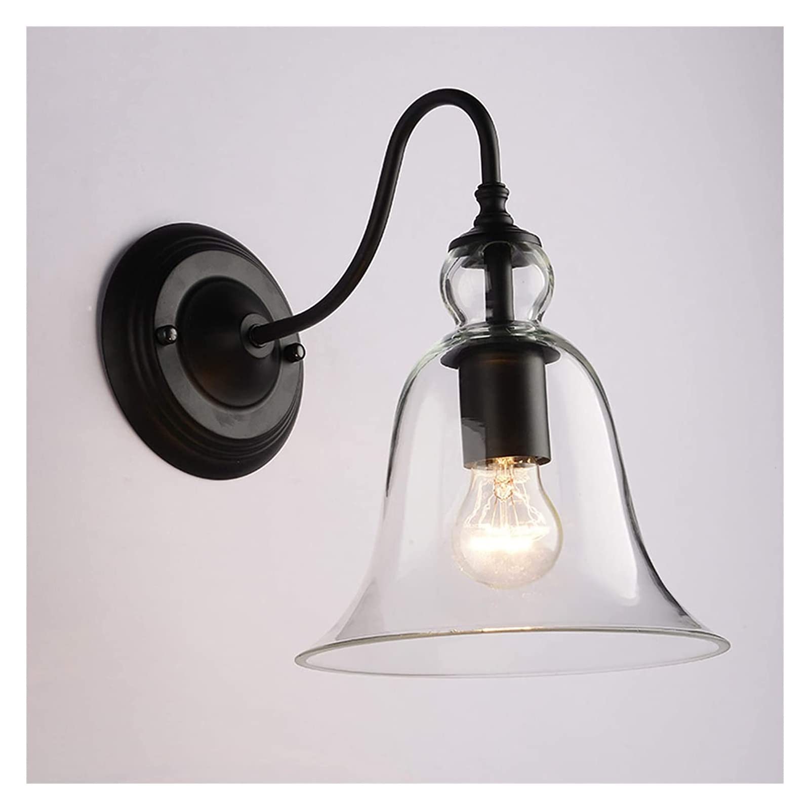 ZTCHSENZT Wall Lamp Light Crystal Bell Simple Bedroom Bedside Lamp with Crystal Glass Lampshade Trumpet Shape for Staircase Aisle Mirror Wall Light,1PACK