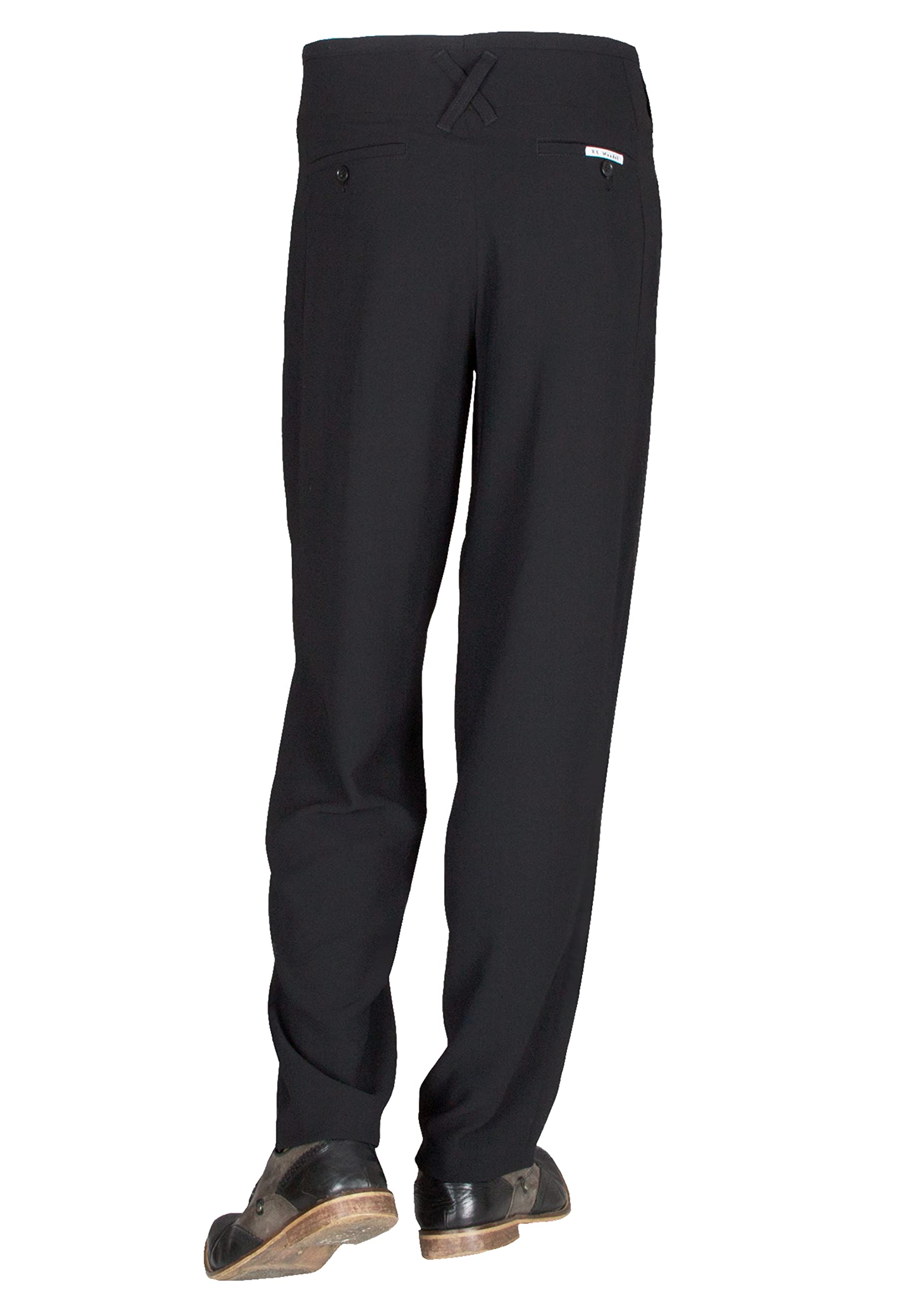 Pantaloni pieghevoli neri in vita stile anni '50 da uomo, perfetti per boogie, danza rockabilly, abbigliamento vintage, ideali per danza da sala, rock'n'roll.