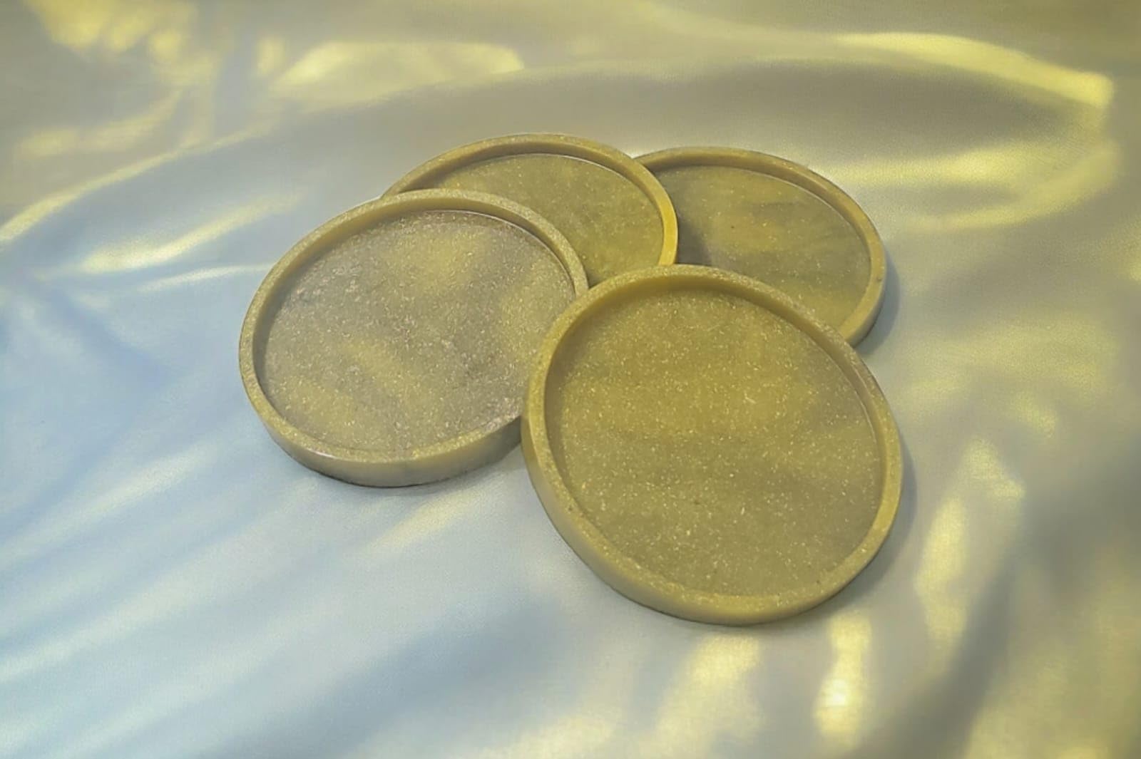 Dual-Colour Yellow Coasters for Kitchenware, Dinnerware, Set of 4