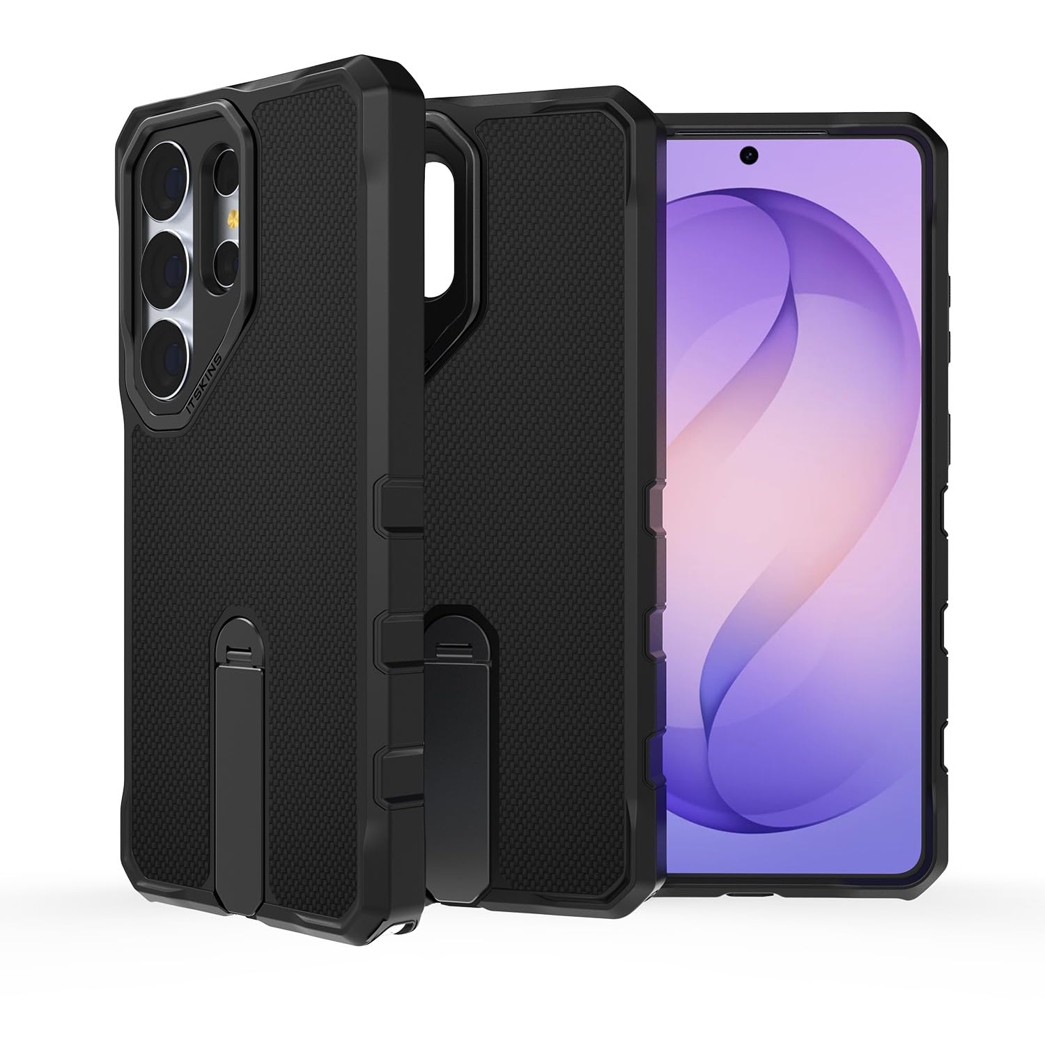 ITSKINS Supreme R // Custodia ultra magnetica in nylon per Galaxy S26 Ultra, compatibile con MagSafe, custodia protettiva sottile militare antiurto - Nero