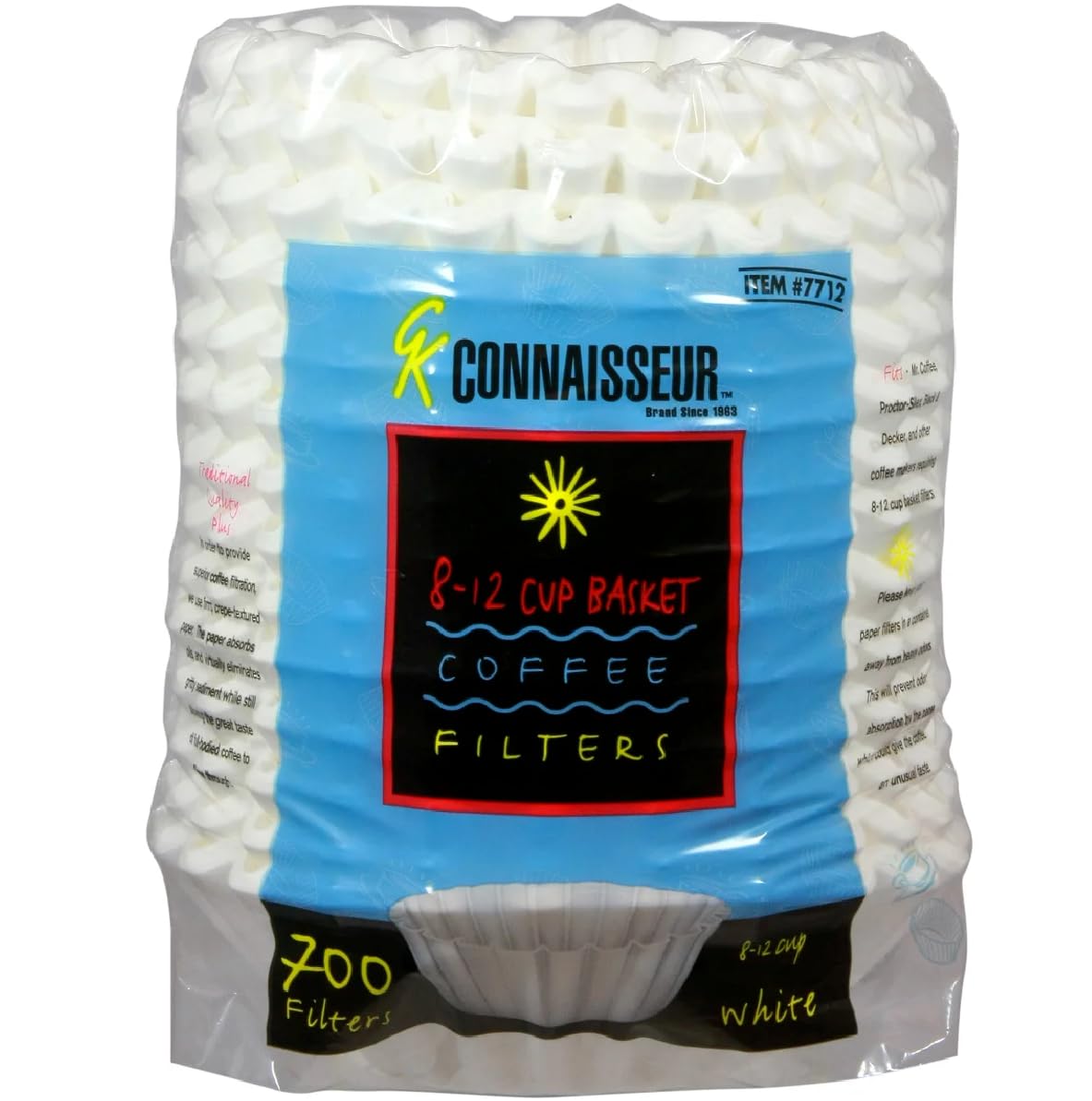 Coffee Filters 8-12 Cups - 700 Count, Basket Style Coffee Filter, Great for Ground Coffee, Light & Dark Roast, Smooth Pull for a Great Cup of Coffee Everytime