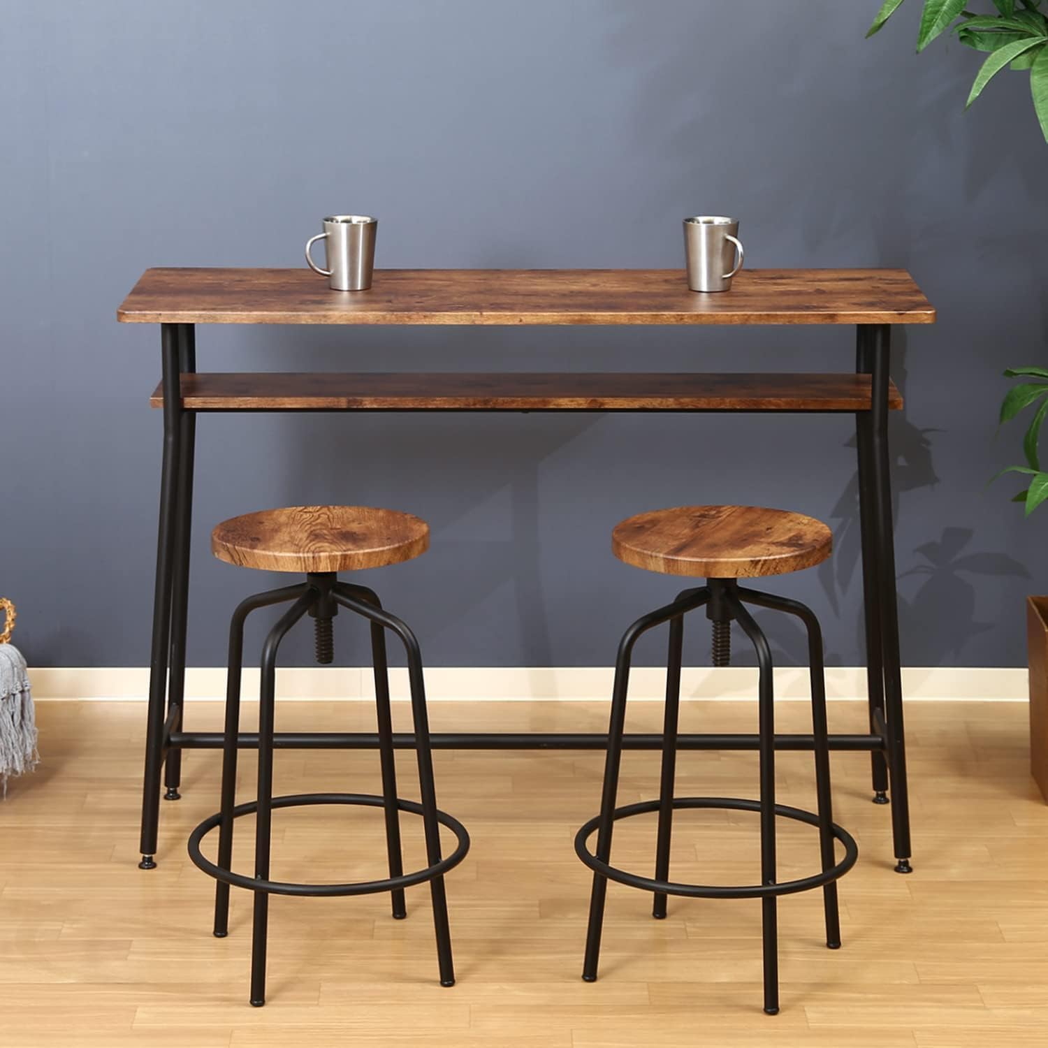 Amazon｜カウンターテーブル 幅 120× 奥行 40× 高さ 87cm ブラウン