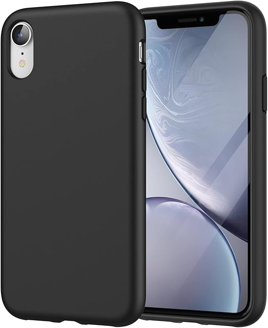 JETech Silicone Case for iPhone XR, 6.1-Inch, Silky-soft touch Full-Body Protective Case, Shockproof cover with Microfiber Lining (Black)