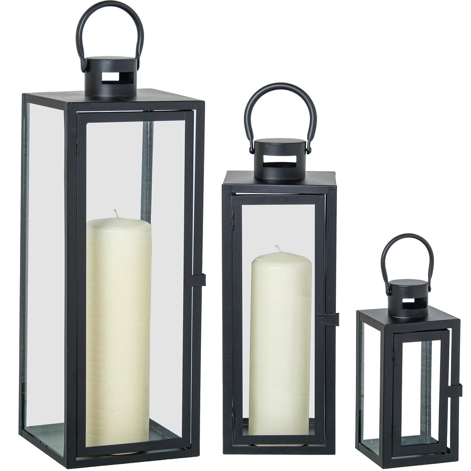 Lanterne photophore métal noir pour sécuriser vos bougies et décorer votre intérieur
