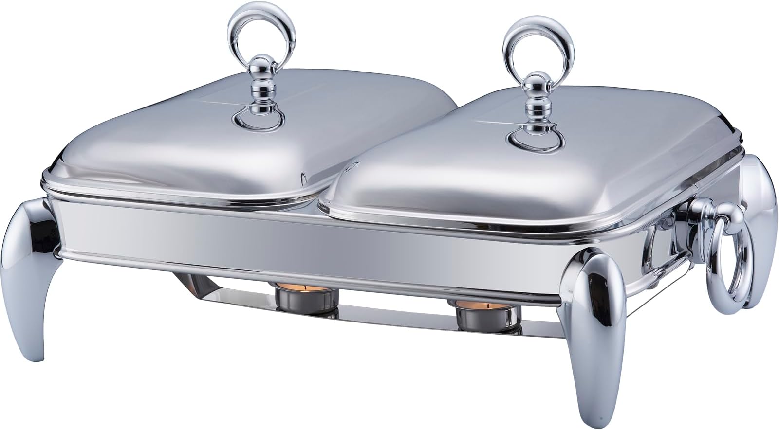Galashield Chafing Dish Buffet Set 2 Section 1.5 QT Each | Food Warmers for Parties Buffet, Oven Safe Glass Serving Dish with Stainless Steel Base and Cover