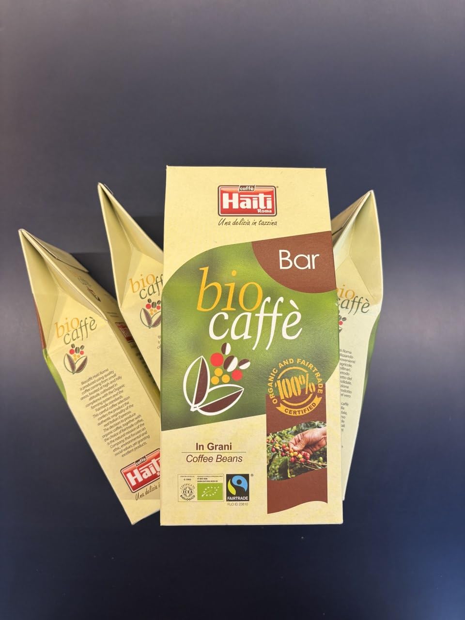 Caffè Haiti Roma Biocaffè Bar 100% Bio 100% Equosolidale mezcla de café artesanal Made in Italy en granos 4 x 200 g