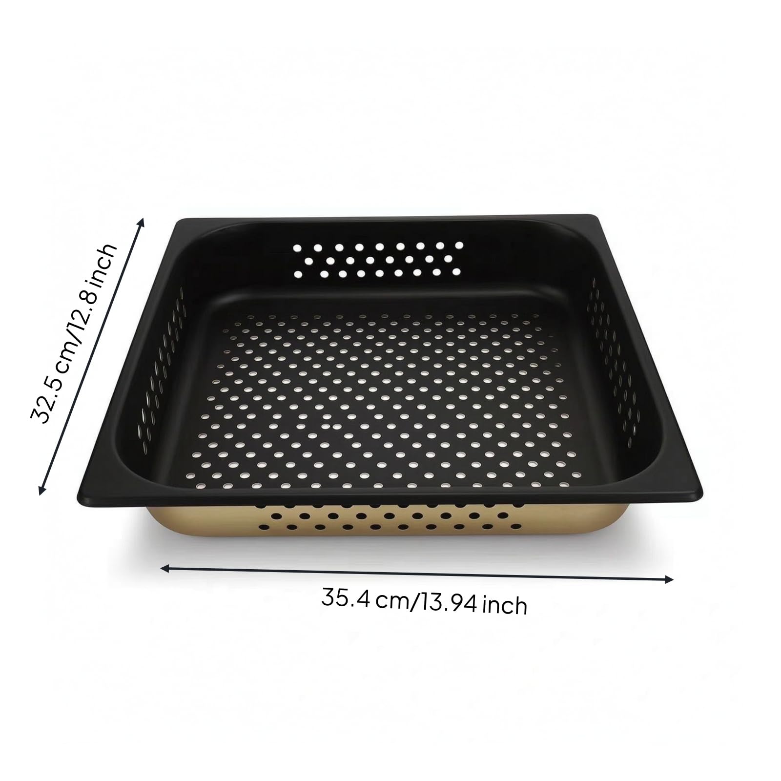 Blech 2/3 Backblech Antihaft Kombidämpfer-Blech Stabil Backblech mit Antihaftbeschichtung für Gastronomen, Bäcker, Großküche, 354x325x65mm, Antihaft-Lochblech