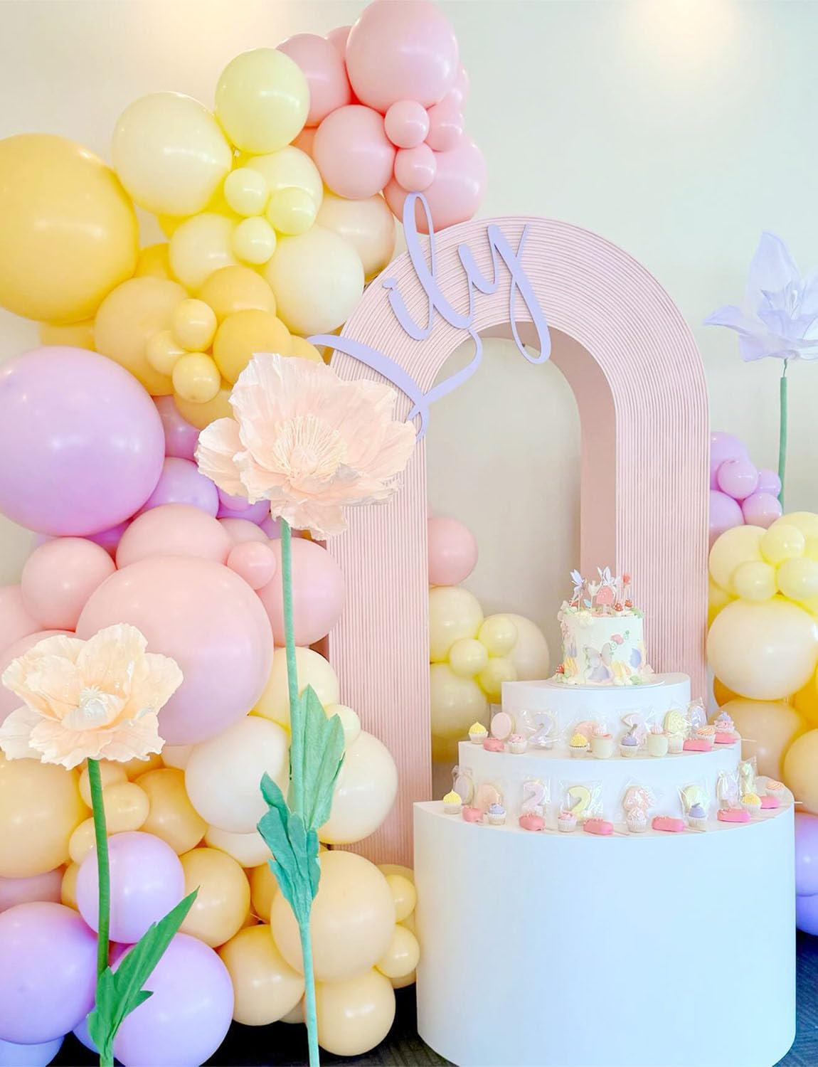 Pastel Birthday Decorations 171 Piece Rainbow Balloon Garland Kit ...