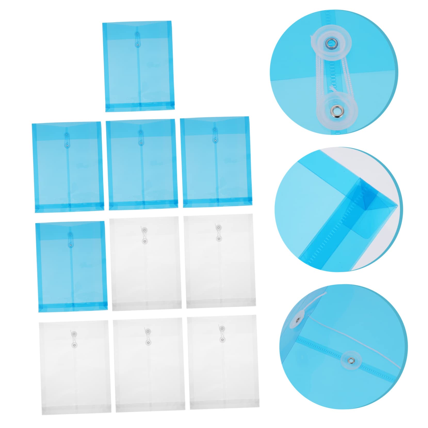 VILLCASE 3 Set Da 10 Pezzi Elegante Busta Portadocumenti in Plastica A4 Con Chiusura A Bottone Per Scuola Ufficio Viaggi Biglietti Da Visita Buste Riutilizzabili