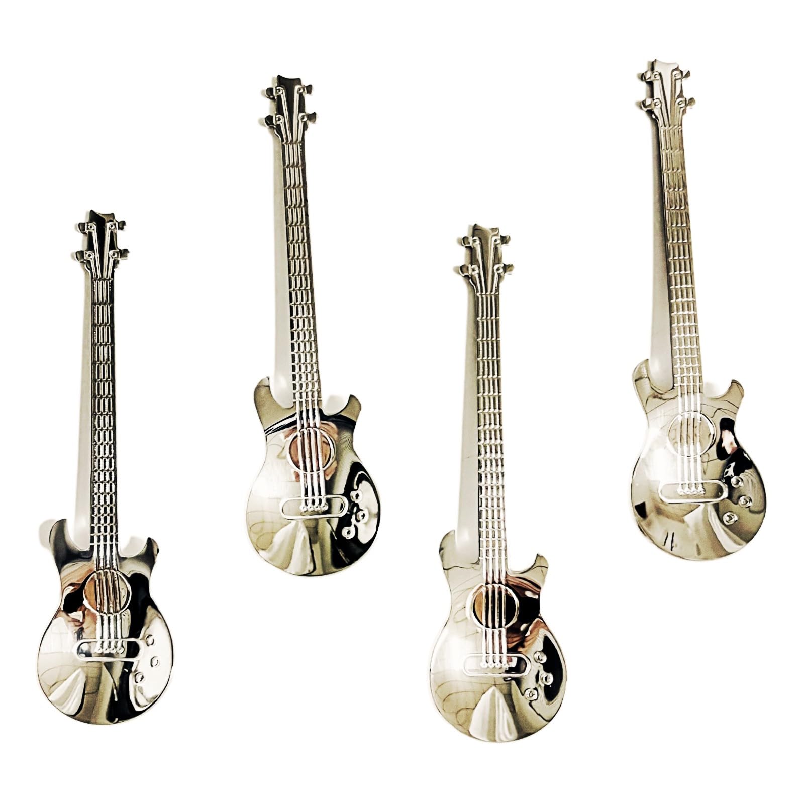Stainless Steel Coffee Spoon, Dessert Tea Appetizer Bistro Cake Ice Cream Sugar Spoons (Guitar)