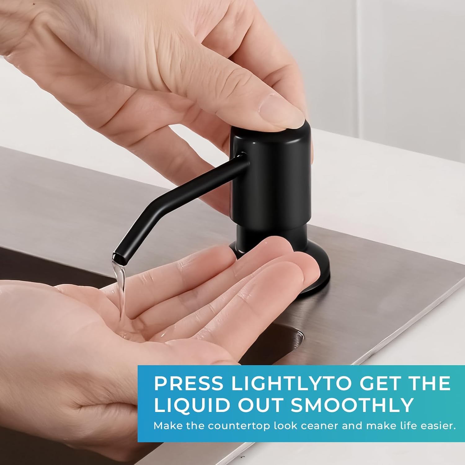 Pull Down Kitchen Faucet with Soap Dispenser - Matte Black Single Handle Kitchen Faucets, High Arc Stainless Steel Pull Out Kitchen Sink Faucet with Deck for RV Laundry Farmhouse Bar