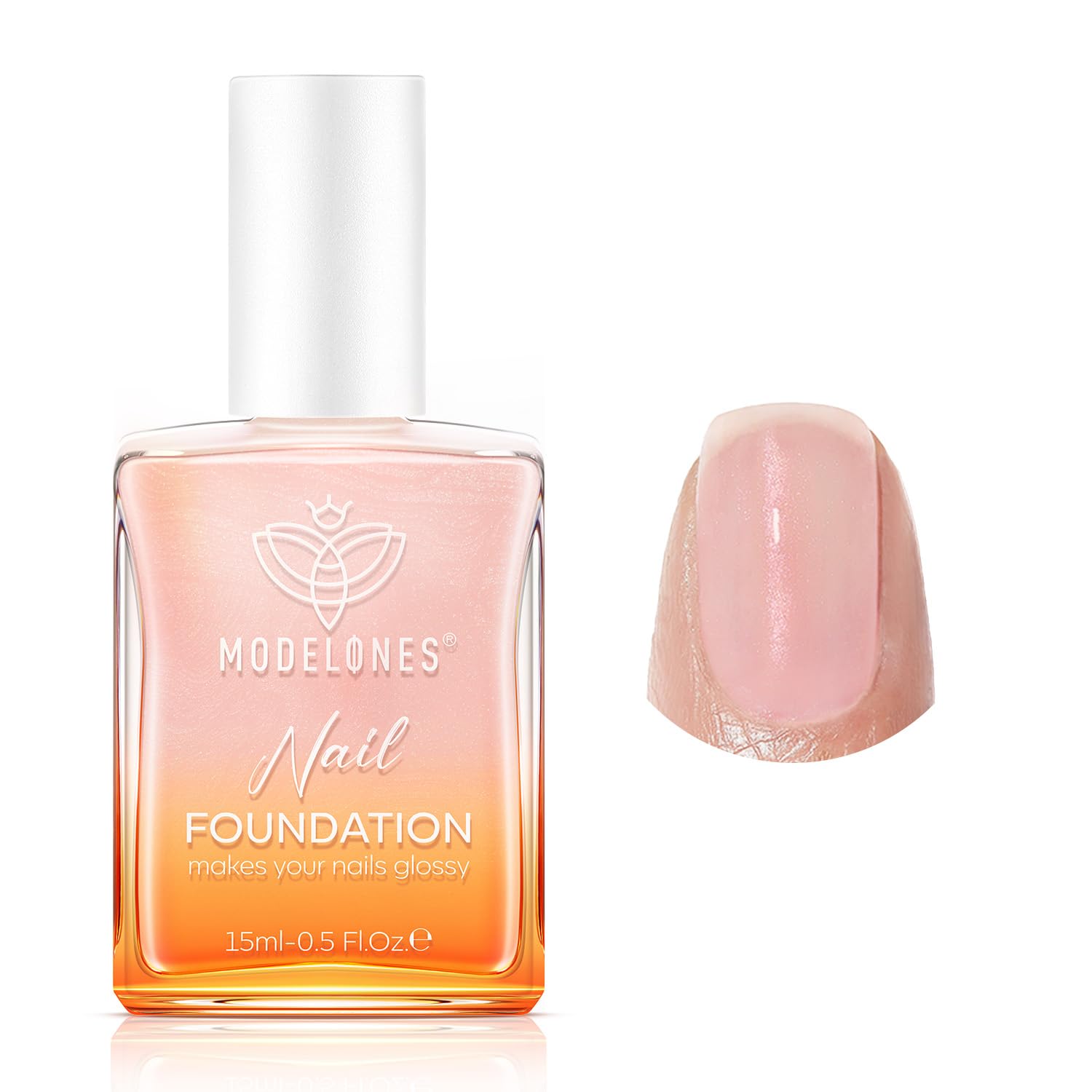 modelones Nail Strengthener, Glitter Clear Nail Natural Concealer Foundation Polish Air Dry Nail Growth Polish for Damaged Nails Imperfection Masking