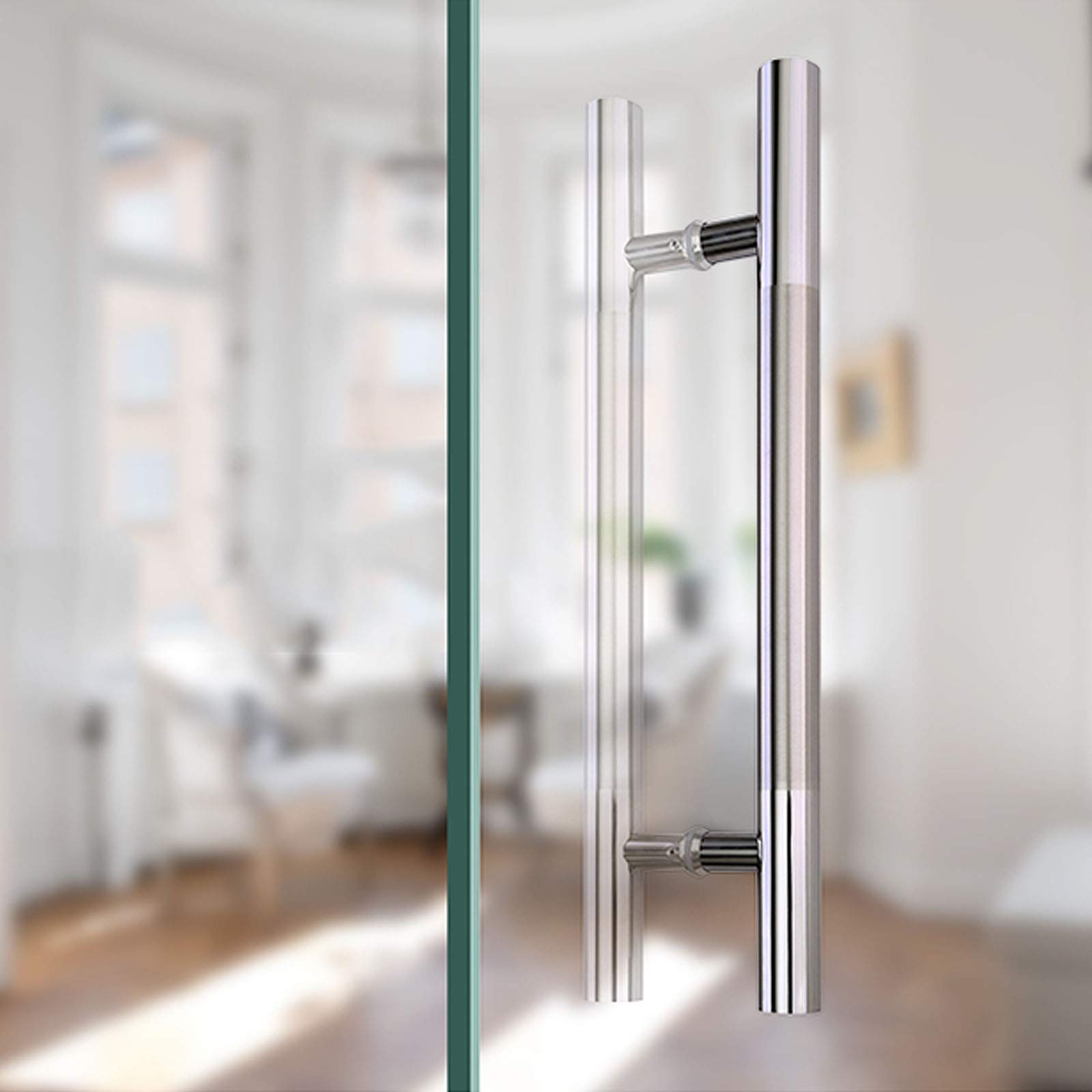Tiradores para Puertas de Acero Inoxidable y Cristal, Tiradores de Puerta de Doble Cara con Sistema de Empuje y tracción, para el hogar, la Oficina o la Tienda.