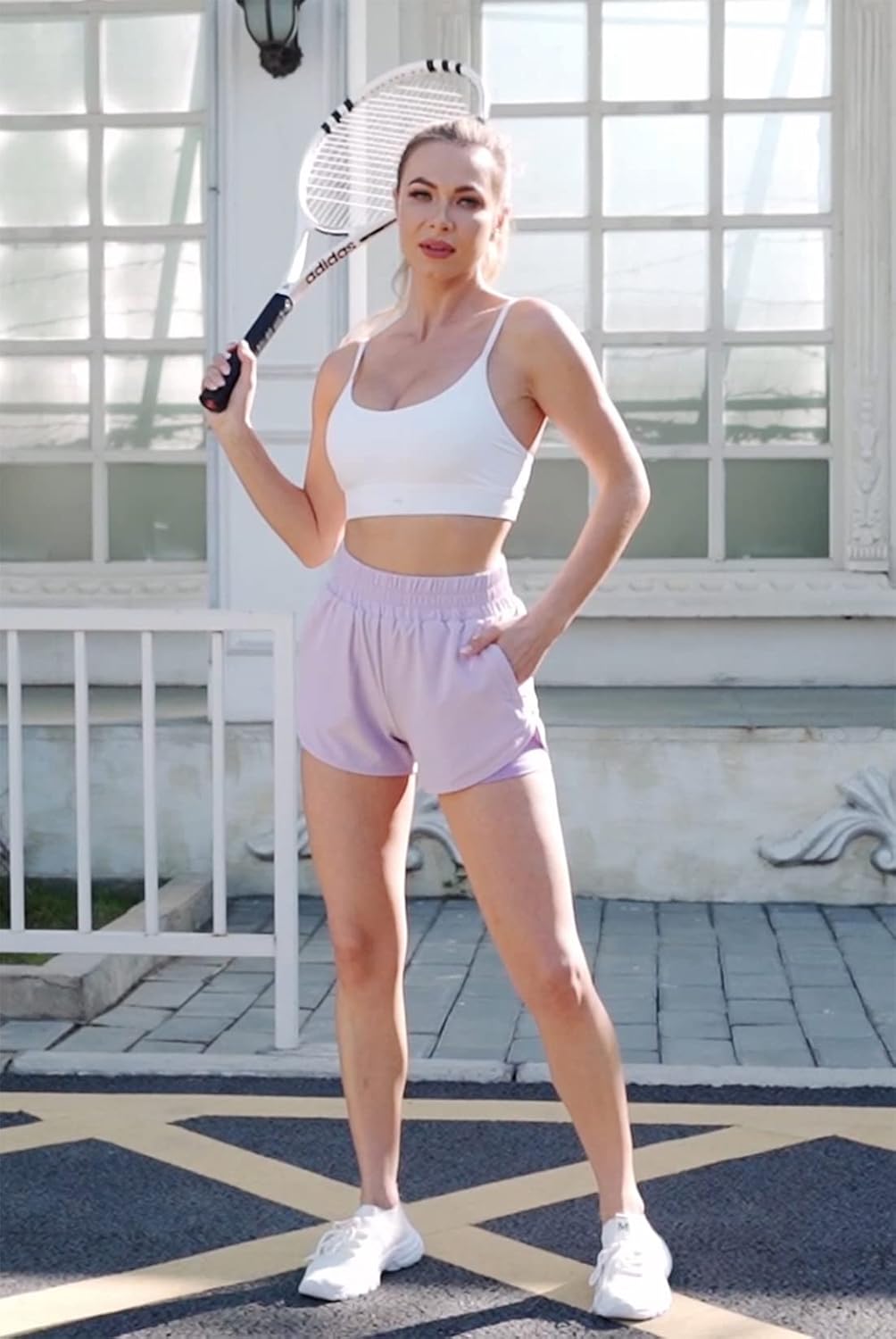 2 Pack Athletic Shorts for Women, Quick Dry Running Shorts with Pockets High Waisted Workout Gym Sports Shorts - Image 3