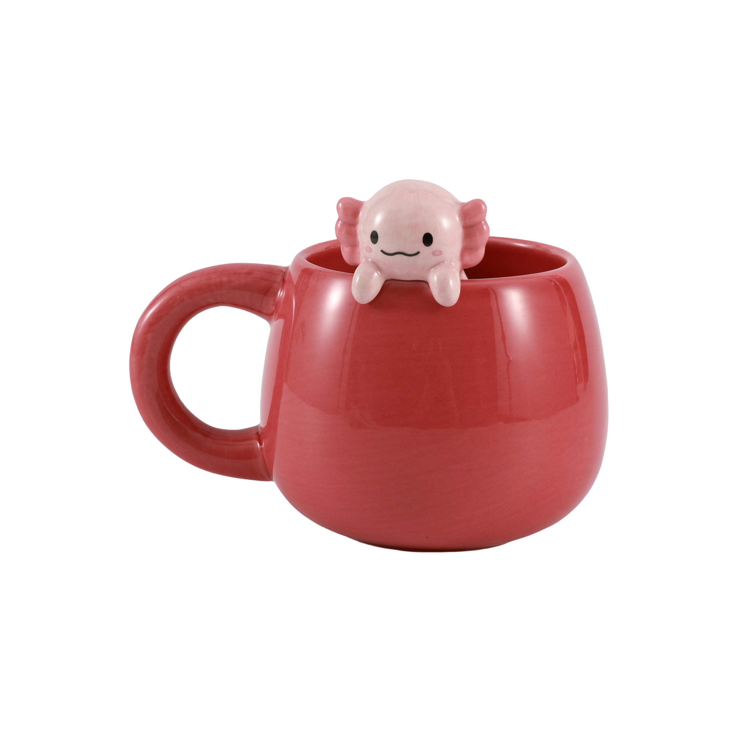 I-TOTAL® - Ceramic Mug with Ceramic Animal on the Edge, Tea or Coffee Mug 450 ml (AXOLUTELY)