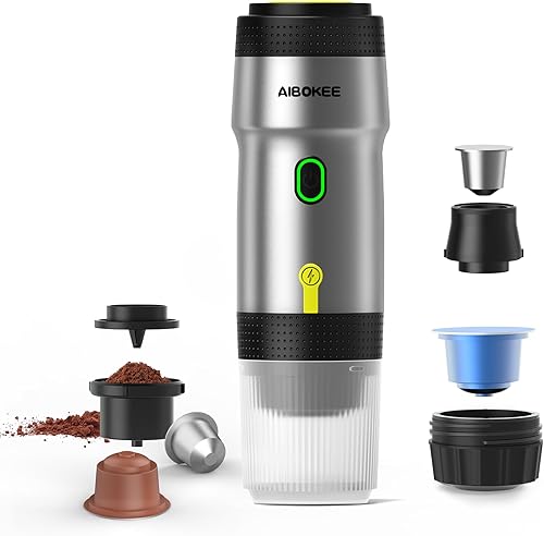 Máquina de café expreso portátil, cafetera portátil 3 en 1, mini máquina de café espresso de 20 bares, cafetera de viaje autocalentable compatible