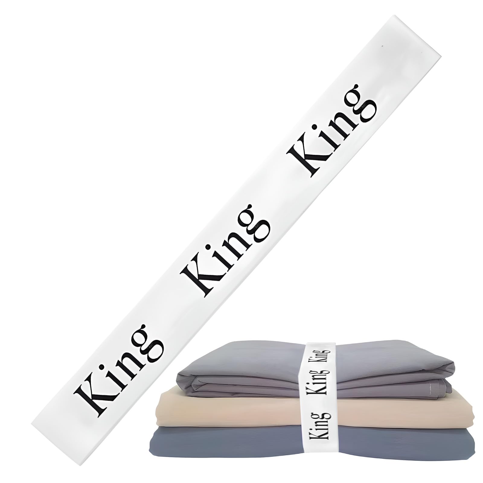 6 Pieces Elastic Bed Sheet Organizer BandsοΌ25.6 Inch BedSheet LabelsοΌBed Sheet Bands for Organizing (King)