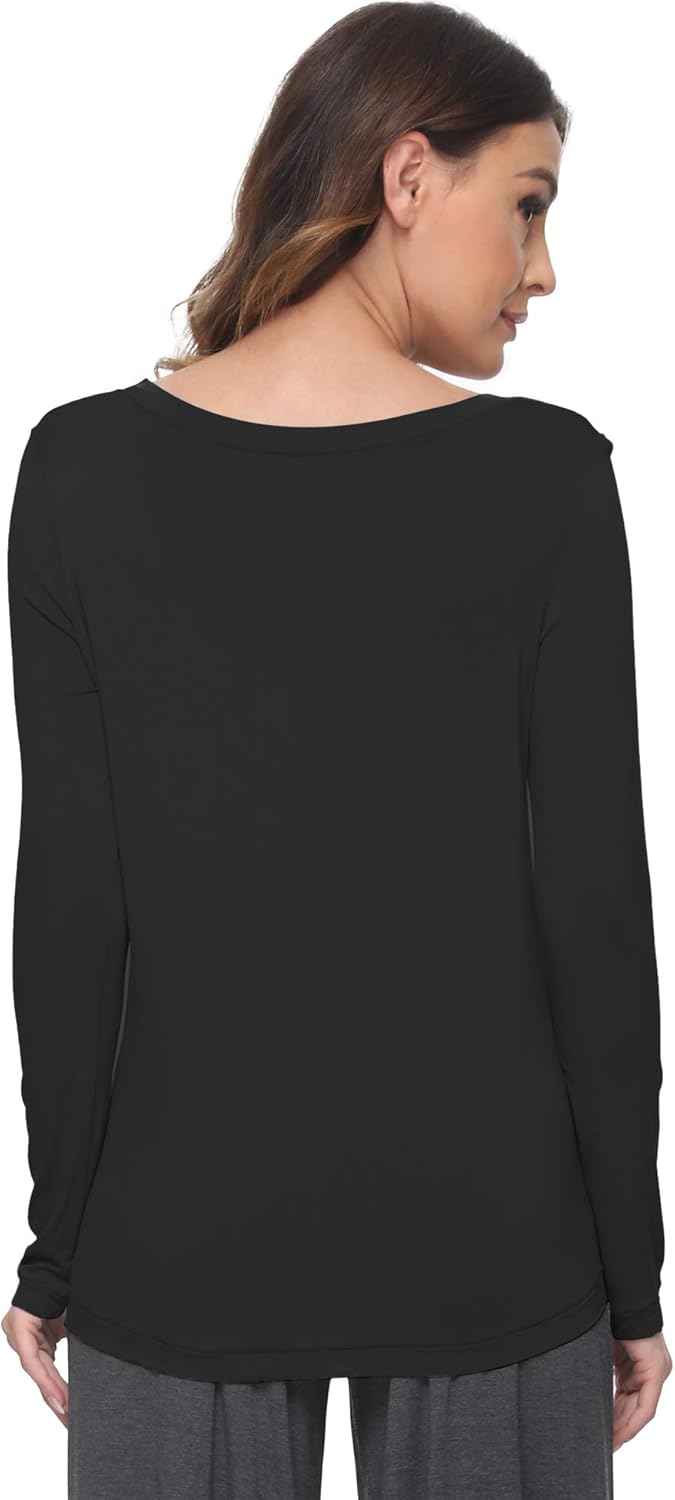 GYS Womens Long Sleeve Tops Soft Bamboo Viscose Pajama Tops - Image 2