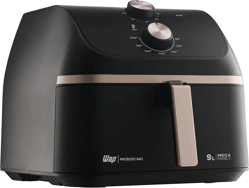 WAP Fritadeira Air Fryer MEGA FAMILY 9 Litros com Cesto Amplo e Circulação de Ar 360°, Timer Sonoro 1900W 127V