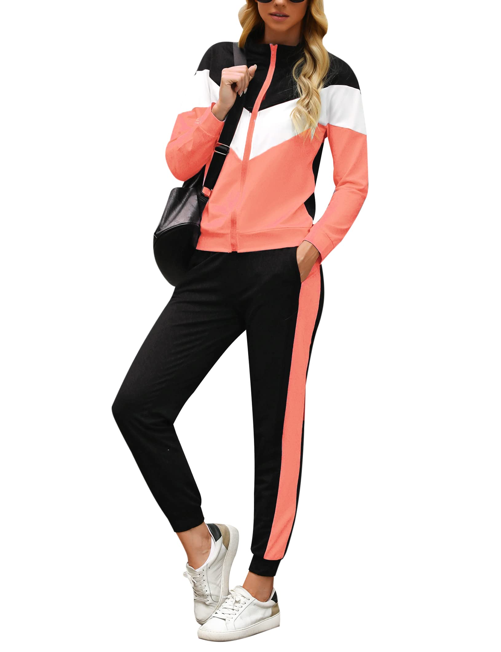 Marvmys Women's Tracksuit Set 2 Piece Sweatsuit Outfits Long Sleeve Zip Up Lounge Jogger Set with Pocket