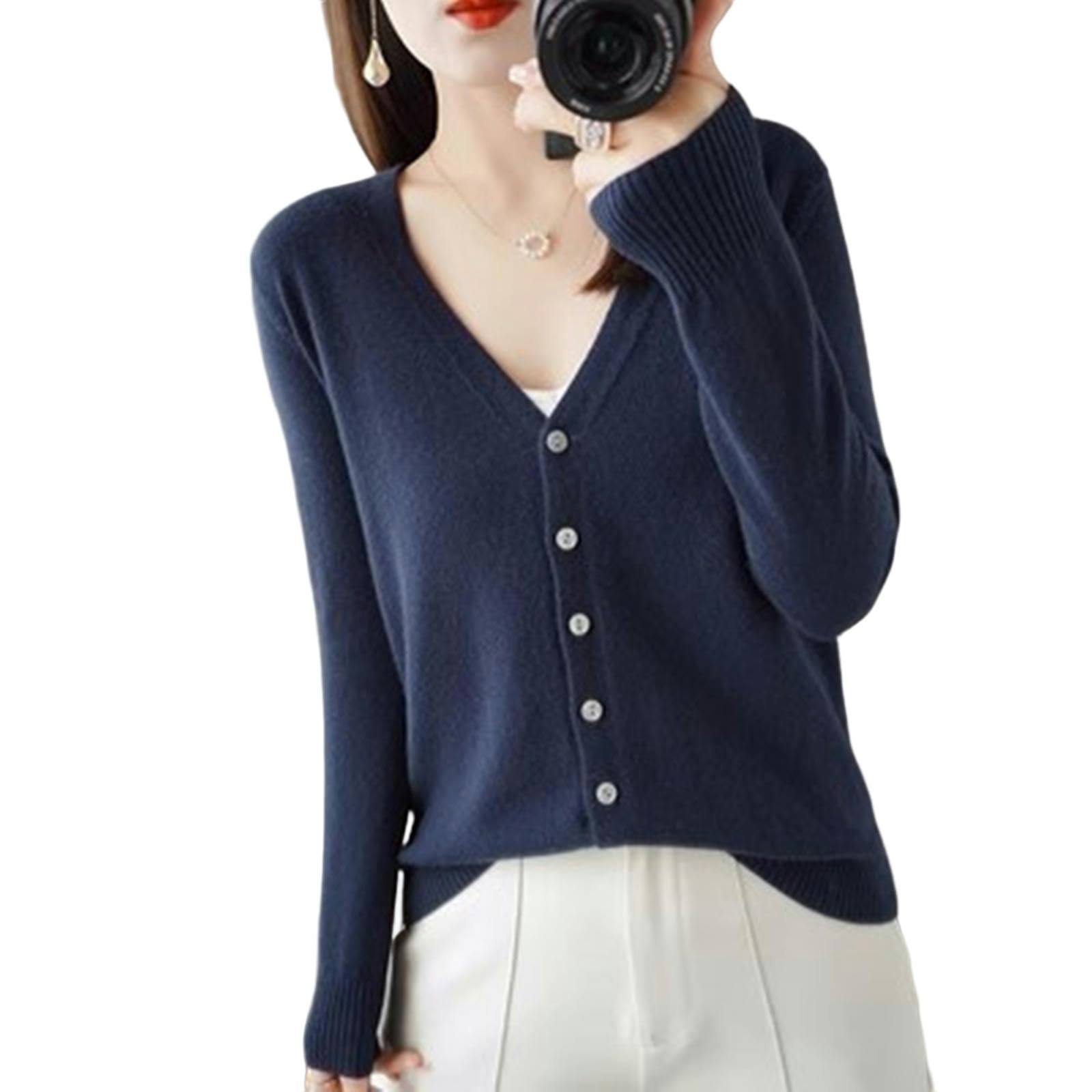 NOGRAX Cardigan Estivo Donna Cardigan Donna Maglione Lavorato A Maglia Monopetto con Scollo A V Moda Maglieria Corta Maglioni da Donna