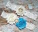 Wedding Garters for Bride Lace Vintage Ivory Blue Keepsake Toss Garter Set of Two for Prom Bridal Gift