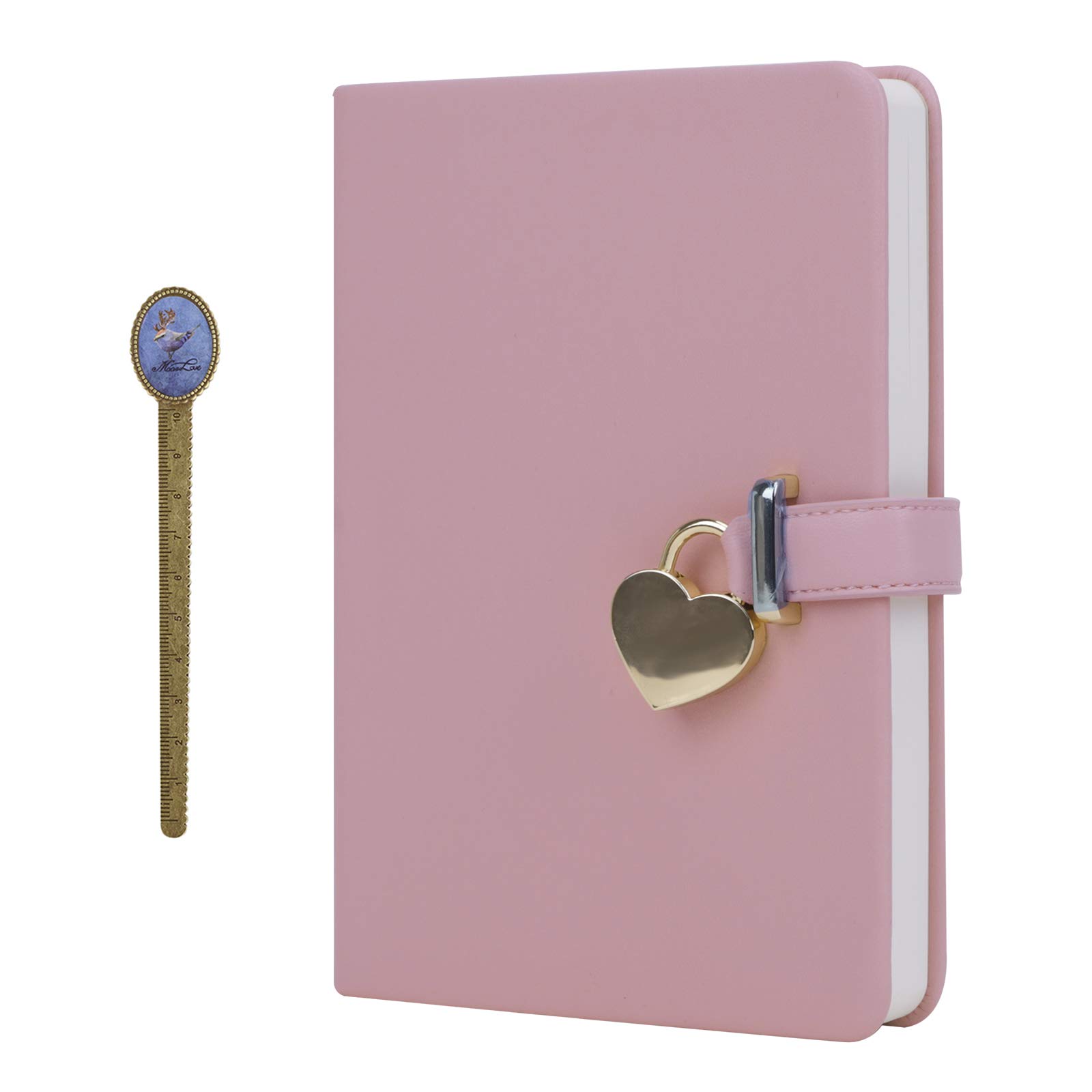 IPENNY A5 Vintage Leather Journal with Combination Lock Digital Password Journal with Bookmark Pen Loop Retro Privacy Notebook Writing Travel Diary Locking Journal, 100 Sheets (Style 3-Pink)