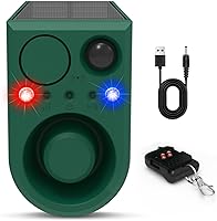 Vista 1 de ChunHee Alarma solar con sensor de movimiento para exteriores con sonido de alarma de ladridos de perro, grabación de soporte y volumen ajustable