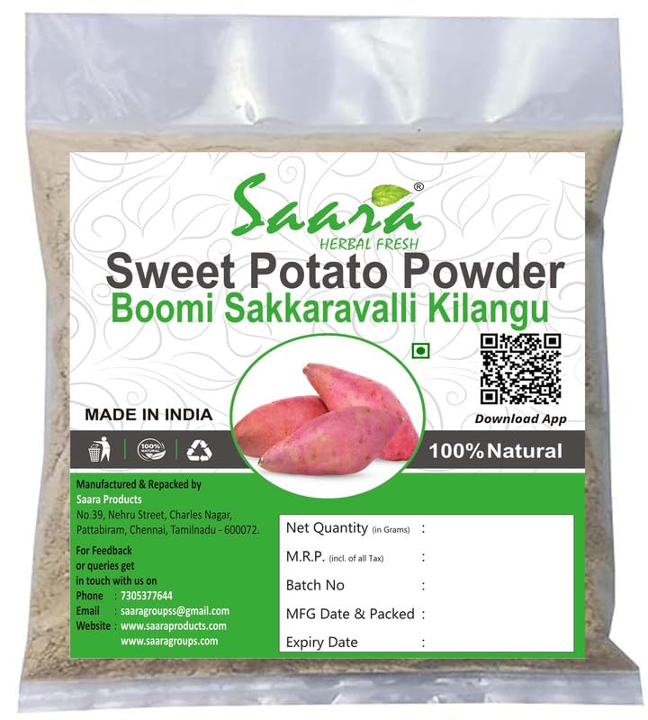 Saara HERBAL FRESH Sweet Potato Powder50g,Boomi Sakkarai Kizhangu Powder, Shakarkand, Mathura Kizhangu, Ratalu Shakarkand Powder, 50g