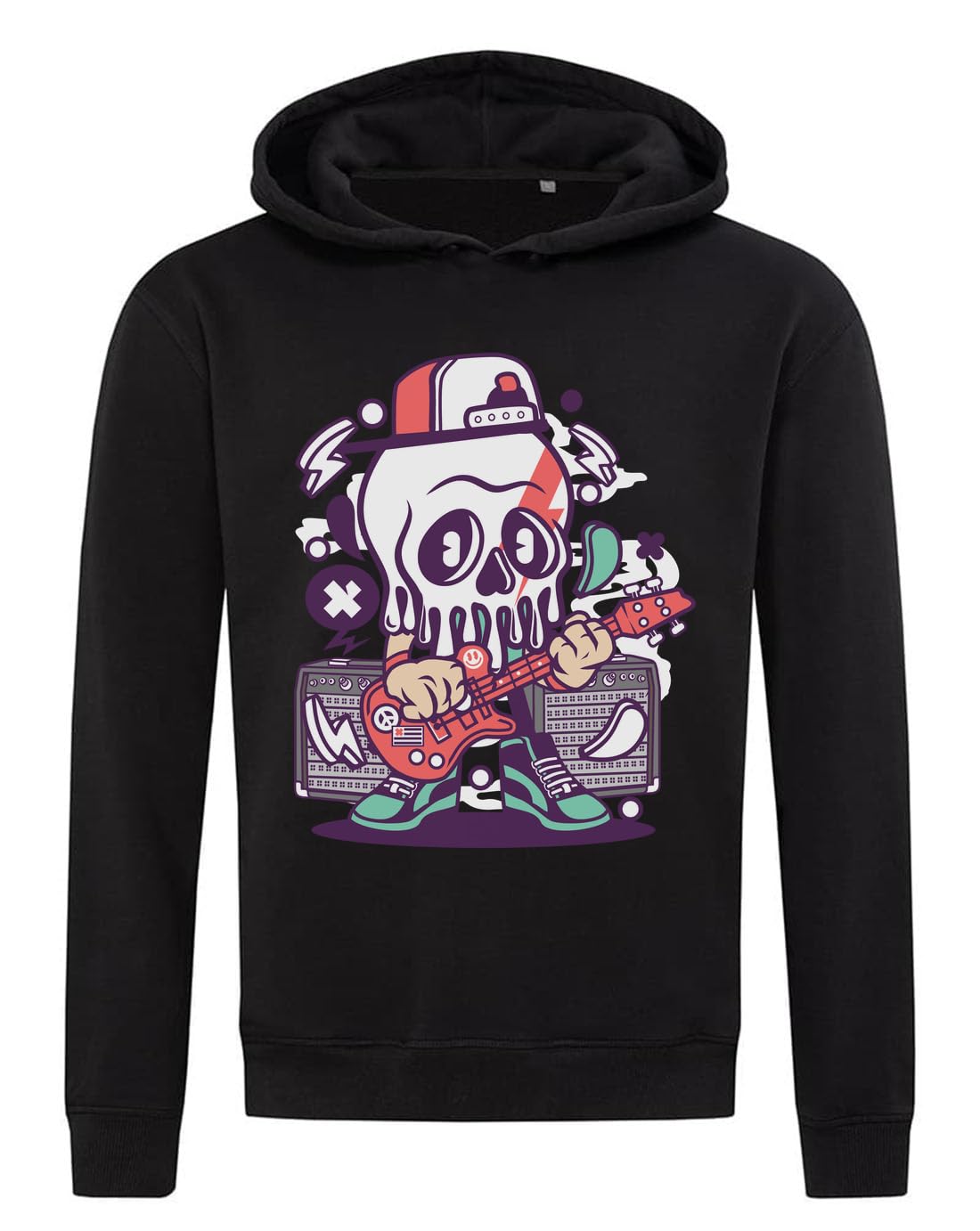 'I Love Rock' bluza z kapturem do gitary elektrycznej bluza z kapturem mieszanka bawełny czarna