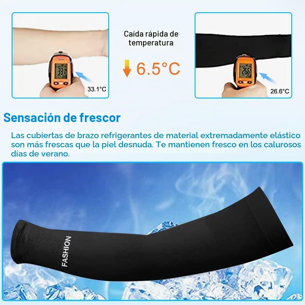 Mangas para Brazo Elásticas de Protección UV Enfriamiento Transpirables para Ciclismo Deportes